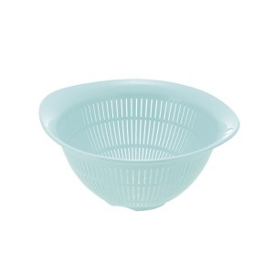 (まとめ) プラスチック製 ザル/キッチン用品 (ミントブルー L) 銀イオン配合 食洗機対応 『シェリー』 (×80個セット) |b04