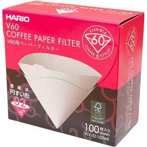 (5個セット) HARIO V60用 ペーパーフィルター 02 箱 1〜4杯用 ホワイト 100枚入 日本製 紙 パルプ100％ コーヒーフィルター |b04