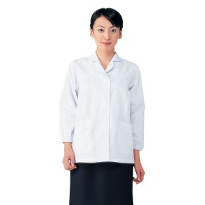 workfriend 調理用白衣女子丸衿付長袖 SKA325 Sサイズ |b04