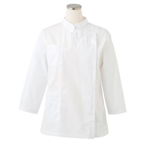 ケーシー型白衣/診察衣 (女子用 八分袖/4Lサイズ)SKA751 抗菌 制電 レディース 前ファスナー 胸ポケット・腰ポケット |b04