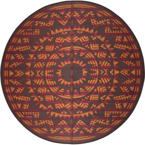 い草 ラグマット 絨毯 直径 約180cm ブラウン 円形 裏貼り 表面：イ草100％ 縁：綿100％ アステカ リビング ダイニング |b04