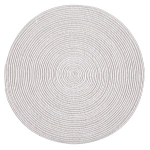 ラグマット 絨毯 直径約90cm グレー＆ホワイト 円形 インド綿 綿100％ ホットカーペット 床暖房可 ブレイド リビング |b04