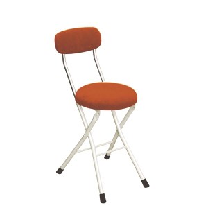 円座 折りたたみ椅子 (4脚セット オレンジ×ミルキーホワイト) 幅33cm 日本製 スチール |b04