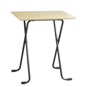 折りたたみテーブル (角型 ナチュラル×ブラック) 幅60cm 日本製 木製 スチールパイプ (ダイニング リビング) |b04