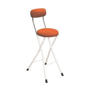 折りたたみ椅子 幅36cm オレンジ×ミルキーホワイト 円型座面 日本製 スチール 円座 1脚販売 リビング 完成品 |b04