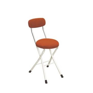 折りたたみ椅子 幅33cm オレンジ×ミルキーホワイト 円型座面 日本製 スチール 円座 1脚販売 リビング 完成品 |b04