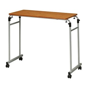 サイドテーブル ミニテーブル 約幅96〜145cm ブラウン キャスター付き 伸縮式 高さ調節可 ベッドテーブル 組立品 ベッドルーム |b04