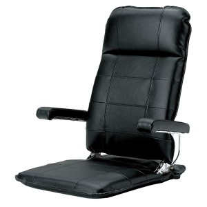 MF-本革 座椅子 フロアチェア ブラック (完成品) |b04