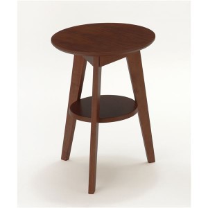 棚付き サイドテーブル/ミニテーブル (ブラウン) 幅40cm 円形 木製 木目調 コンパクト 軽量 |b04