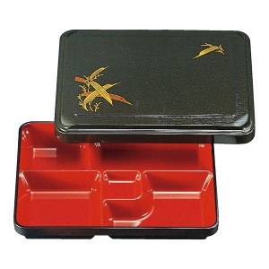 9寸 長手渕木目弁当/和食器 (パール笹 A) 261×200×54mm 日本製 (和食 レストラン 居酒屋 店舗 お店) |b04