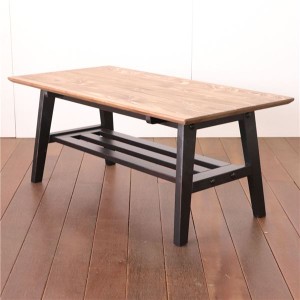 北欧風 センターテーブル/ローテーブル (ブラック) 100×50×42cm 木製 棚付き 組立品 (リビング ダイニング) |b04