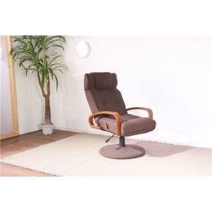 回転式 座椅子/パーソナルチェア (ダークブラウン) 56×65×92.5cm 木製 肘付き リクライニング式 組立品 (リビング) |b04