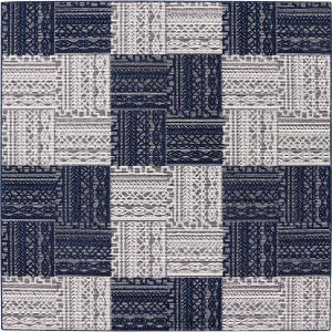 撥水 ラグマット/絨毯 (約190×190cm ブルー) ホットカーペット対応 手洗い可 日本製 『カイン』 プレーベル |b04