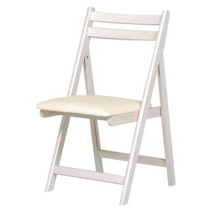 折りたたみ椅子 約幅43.5cm ホワイト 木製 合皮 省スペース 収納便利 リビング ダイニング インテリア家具 |b04