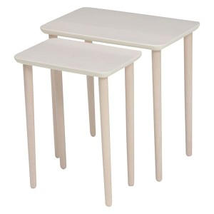 サイドテーブル 大：約幅40cm 小：約幅30cm ホワイトウォッシュ 木製 ネストテーブル 組立品 リビング ベッドルーム 寝室 |b04