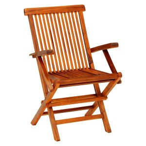 折りたたみ椅子／アームチェア (2脚セット 約幅54cm) 木製 チーク材 (ベランダ デッキ テラス ガーデン) |b04