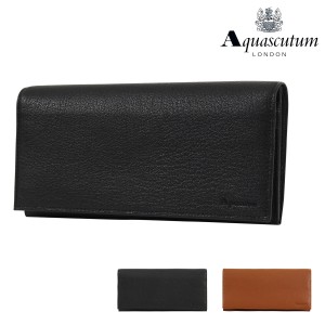 【レビュー投稿で+5％還元】アクアスキュータム 長財布 かぶせ メンズ バーネット 2230123 Aquascutum｜本革 レザー 山羊革 ゴートレザー