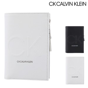 【レビュー投稿で+5％還元】シーケー カルバンクライン 二つ折り財布 メンズ 本革 ロゴス 816654 CK CALVIN KLEIN セミ長財布 牛革 レザ