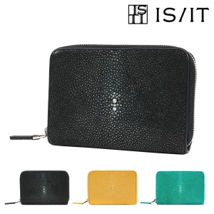 イズイット 財布 ラウンドファスナー 本革 エイ革 メンズ ガルーシャ isit-942603 IS/IT ISIT | 二つ折り財布 セミ財布