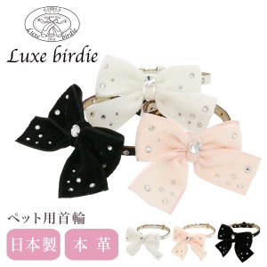 【レビュー投稿で+5％還元】リュクスバーディ 首輪 犬用 Sサイズ 小型犬 日本製 本革 Luxebirdie 9356 シェニールリボンカラー 21サイズ 