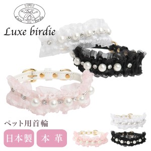 【レビュー投稿で+5％還元】リュクスバーディ 首輪 犬用 Mサイズ 小型犬 日本製 本革 Luxebirdie 9372 コットンパールカラー 25サイズ お