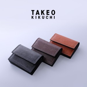 【レビュー投稿で+5％還元】タケオキクチ カードケース 本革 メンズ スライド 345193 TAKEO KIKUCHI 名刺入れ 牛革 レザー