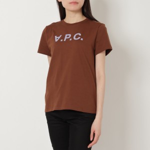 アーペーセー Tシャツ カットソー トップス 半袖カットソー ブラウン レディース APC F26944 COBQX CAJ