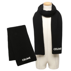 セリーヌ マフラー ストール リブ編みウールマフラー ロゴ ブラック メンズ レディース ユニセックス CELINE 2AC35423P 38NO