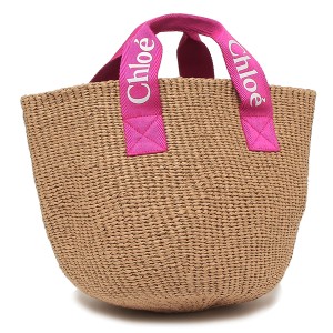 Chloe クロエ 麦わら帽子 ロゴ入り ウッディハット 夏 ちぢま
