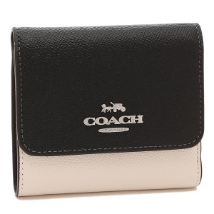 コーチ アウトレット 三つ折り財布 ミニ財布 ホワイト ブラック レディース COACH CF446 SVNOK