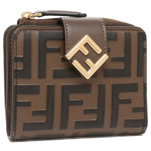 フェンディ 二つ折り財布 FFダイアモンド ブラウン レディース FENDI 8M0490 ADYM F13VK