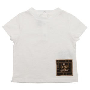 フェンディ 子供服 Tシャツ カットソー ホワイト ブラウン キッズ ベビー FENDI BUI074 7AJ F0TU9 T-SHIRT