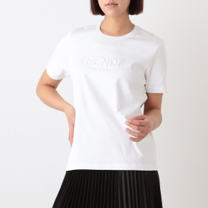 フェンディ Tシャツ トップス ロゴ ホワイト レディース FENDI FS7254 AHLS F0ZNM