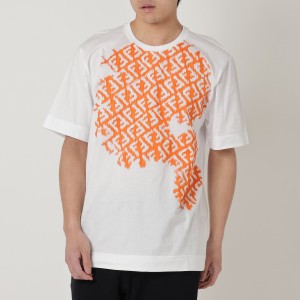 フェンディ Tシャツ トップス FFロゴ ホワイト オレンジ メンズ FENDI FY0936 AN25 F1K0X