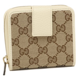 グッチ アウトレット 二つ折り財布 GGキャンバス ベージュ ホワイト レディース GUCCI 346056 KY9LG 9780