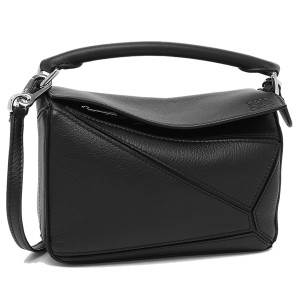 LOEWE ロエベ ハンドバッグ ミニバッグ アナグラム 鞄 かばん カーフ    ブラック 黒 シルバー金具 レディース【品】