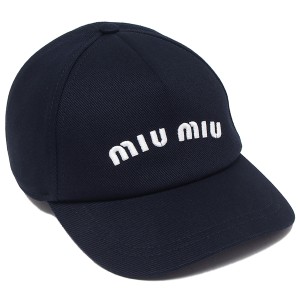 ミュウミュウ 帽子 ドリル ベースボールキャップ ネイビー レディース MIU MIU 5HC179 2DXI F022X