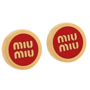 ミュウミュウ ピアス エナメルメタルピアス ロゴ レッド ゴールド レディース MIU MIU 5JO912 2F6T F0011