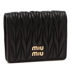 ミュウミュウ 二つ折り財布 マテラッセ ミニ財布 ブラック レディース MIU MIU 5MV204 2FPP F0002 MATELASSE NERO ロゴ
