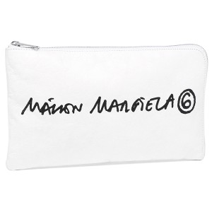 エムエムシックス メゾンマルジェラ バッグ クラッチバッグ ハンドプリント ナンバーロゴ ホワイト レディース MM6 Maison Margiela S63W