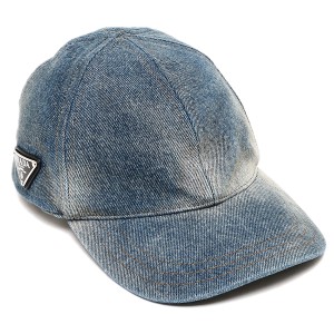 プラダ キャップ 帽子 デニム トライアングルロゴ ブルー メンズ PRADA 2HC274 12K1 F0V3N