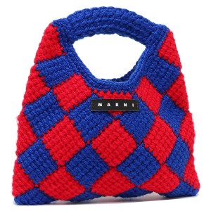 マルニ ハンドバッグ キッズ かぎ針編みバッグ ミニバッグ ロゴ ブルー レッド キッズ MARNI M00995 M00RP 0MC06 BLUE RED