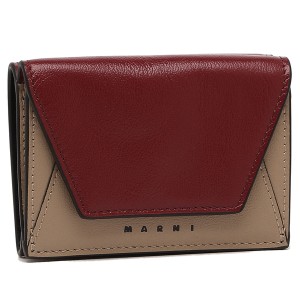 マルニ 三つ折り財布 ミニ財布 ワインレッド ベージュ メンズ MARNI PFMI0052U0 P2644 ZO596 TRIFOLD WALLET WINE DUNE