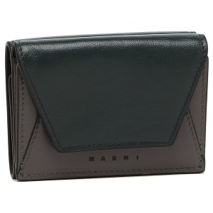 マルニ 三つ折り財布 ミニ財布 グレー グリーン メンズ MARNI PFMI0052U0 P2644 ZO597 TRIFOLD WALLET CYPRESS DARK ASH