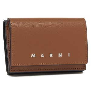 マルニ 三つ折り財布 トリフォールド ミニ財布 ロゴ ブラウン ブルー メンズ MARNI PFMI0067U1 LV520 ZO719