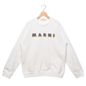 マルニ 子供服 RAINBOWロゴ クルーネック スウェットシャツ 大人も可 ホワイト キッズ MARNI M01076 M00J6 0M100 MS113U