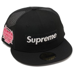 シュプリーム 帽子 ボックスロゴ メッシュ ニューエラ キャップ ブラック メンズ レディース ユニセックス SUPREME DROP8 034 BLACK