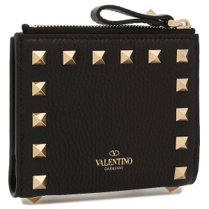 ヴァレンティノ 二つ折り財布 ロックスタッズ ミニ財布 ブラック レディース VALENTINO GARAVANI 3W2P0W06 VSH 0NO ROCKSTUD FLAP FRENCH