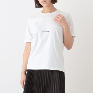 サンローラン Tシャツ トップス ロゴ ホワイト レディース SAINT LAURENT PARIS 460876 YB2DQ 9000