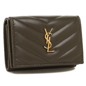 サンローランパリ 三つ折り財布 カサンドラ モノグラム カーキ レディース SAINT LAURENT PARIS 668274 AAA44 3212